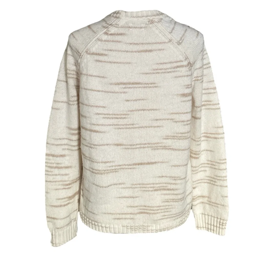 J.Crew Women’s Cream Raglan Space-dyed Long Sleeve Knit Sweater Size Small